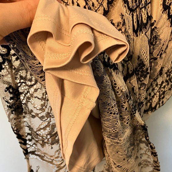 Eva Mendes Black Cream Lace Overlay Dress - Picture 7 of 8